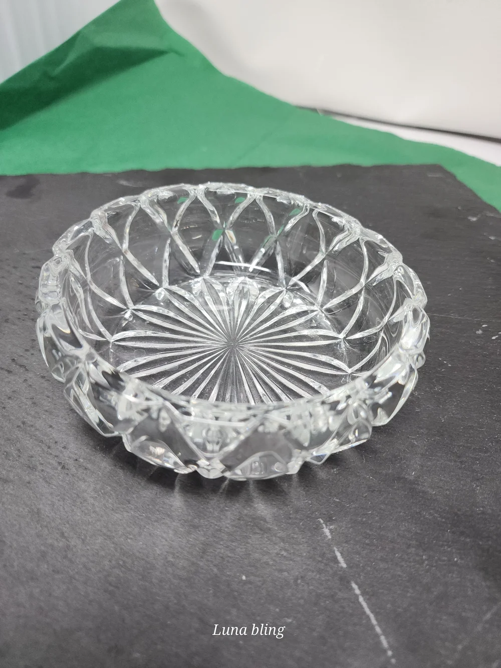 Cut Crystal Glass Decorative Dish - Clear